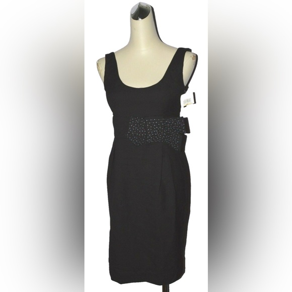 APRIL,MAY NEW $160 NWT SZ S SMALL BLACK BIG BOW SLEEVELESS COCKTAIL DRESS LBD - Picture 2 of 7